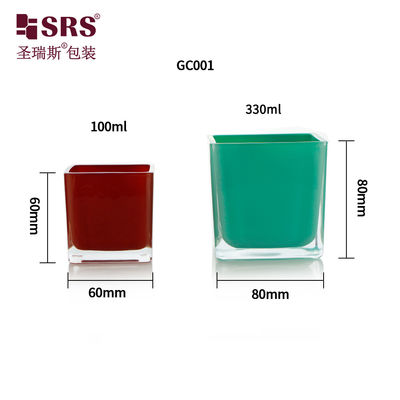 주문 도매 우아한 빈 사용자 정의 다채로운 정면 유리 촛불 잔 online manufacture