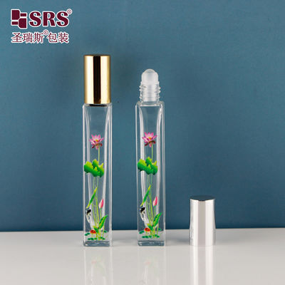 주문 3D 프린팅과 함께 병에 10ML 평면 모양 롤 꽃 롤러 볼 병 online manufacture