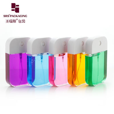 주문 도매 주머니 크기 투명한 PETG 플라스틱 향수 포장 사각형 전화 안개 스프레이 병 50ml online manufacture