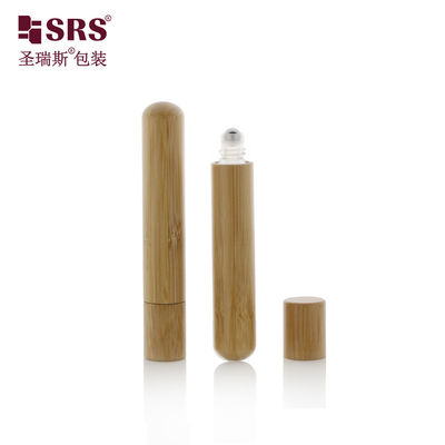 주문 둥근 바닥 귀여운 에센셜 오일 롤러 스틸 볼 병 마사지 누출이 없습니다 자연 Bambu 병 유리 online manufacture