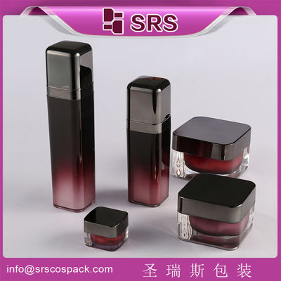 주문 SRS 무료 샘플 아크릴 평면 크림 병과 플라스틱 로션 병 세트 화장품 포장 online manufacture