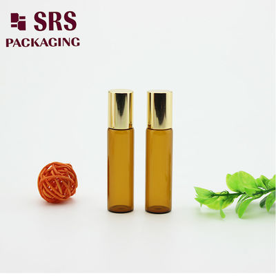 주문 에센셜 오일용 금속 공과 함께 5ml 고급 양갈색 유리 롤러 볼 병 online manufacture