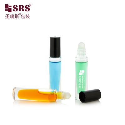 주문 GB1-5ml 두꺼운 벽 투명 빈 주머니 크기 귀여운 플라스틱 캡 실린더 모양 손톱 오일 응용기 유리 롤 온 병 online manufacture