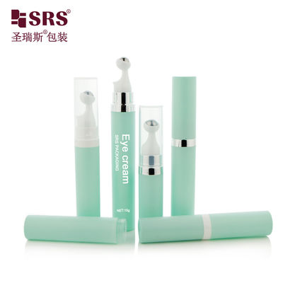 주문 A0035 7.5ml 10ml 15ml 둥근 공기 없는 프레스 스타일 플라스틱 PP PCR 눈 세럼 롤러 마사지 철 공 병 online manufacture