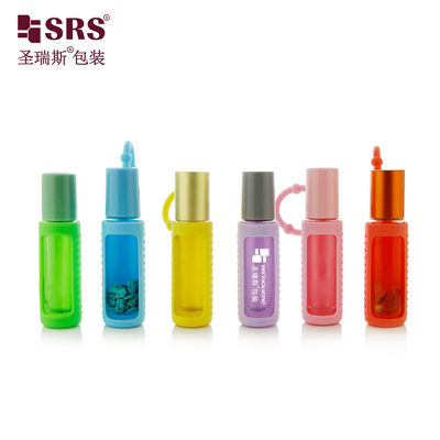 주문 BLPM-10ML 럭셔리 비어있는 선명한 유리 롤 에센셜 오일 병 포장 실리콘 덮개 online manufacture