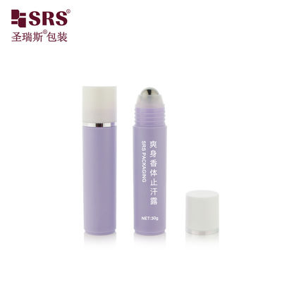 주문 RPP-30ml 주사 보라색 반짝이는 매트 완성 된 흰색 모자 스탬핑 은 반지 철 공 마사지 헤어 세럼 롤러 병 online manufacture