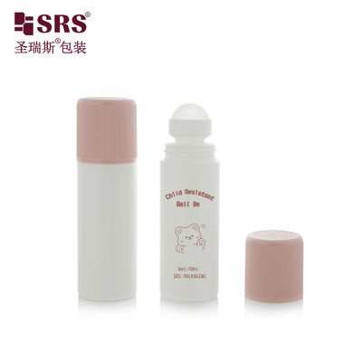 주문 RPPD1-90ML Round White Bottle With Colored Ribbed CRC Cap Double Wall High End Roll On Bottle online manufacture
