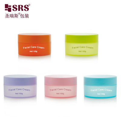 주문 SRSQ 100g PP PCR Injection Custom Color Matte In Mold Plastic Cream Jar Container For Facial Cream online manufacture