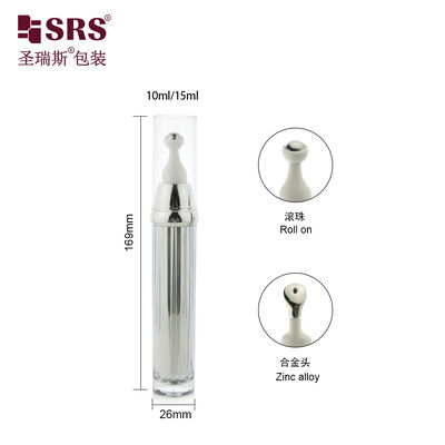주문 AY009 10ml 15ml 맞춤형 반짝이는 은 금속 아크릴 무공 롤 컵 안구 크림 누출 없이 online manufacture