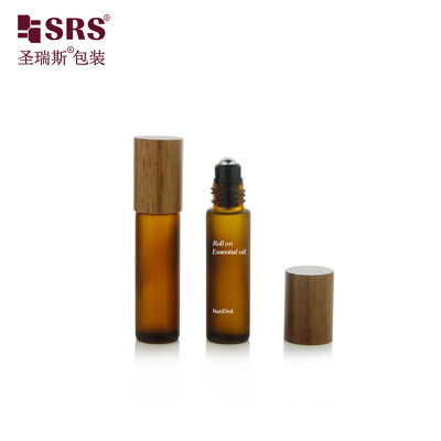 구입하다 BLPM-10ML 나무 모자와 호박색 젖빛 유리 롤러 강철 공 에센셜 오일 병 online manufacture