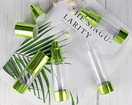 주문 15ml 30ml 40ml 50ml 80ml 100ml 120ml SAN 플라스틱 금속화된 녹색 공기 없는 병 online manufacture