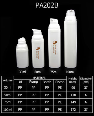 주문 30ml 50ml 75ml 100ml 주사 흰색 친환경 pp 공기 없는 펌프 병 online manufacture