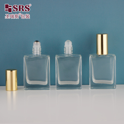 정사각형 모양 두꺼운 벽 럭셔리 에센셜 오일 유리 롤 온 샘플 병 15ml