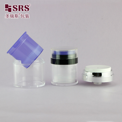 15ml 30ml 50ml 플라스틱 교체 가능한 용기 사용자 지정 색상 손 크림 세럼 젤 아크릴 공기 없는 항아리