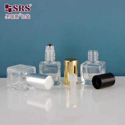 6ml 빈 향수 정사각형 모양 투명한 금속 롤러 병 유리