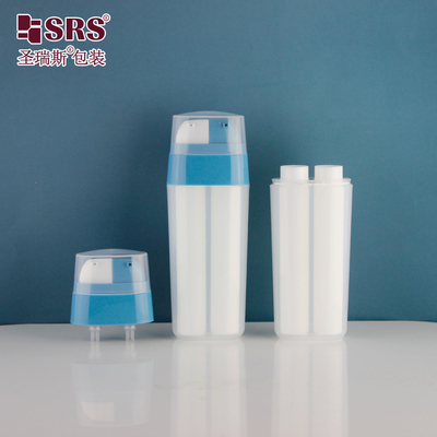 30ML 듀얼 튜브 PP PCR 재활용 로션 세럼 젤 피부 관리 공기 없는 화장품 병 20ml