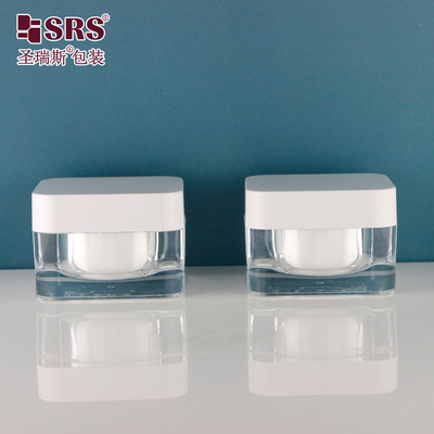 15g 30g 50g 화장품 사각형 모양 사용자 정의 용기 우아한 빈 크림 병 아크릴 병 15ml
