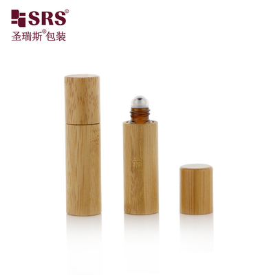 5ml 빈 앰버 안쪽 병 향수 에센셜 오일 롤러 대나무 유리 화장품 용기