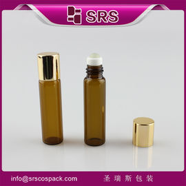 SRS 텅 빈 5ml 둥근 앰버 롤 향수 유리 병 개인 관리 제품 대가
