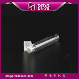 SRS 유통 투명한 10ml 유리 롤 온 병 스틸 롤러와 PP 뚜??