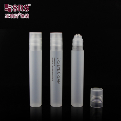 둥근 맑은 매트 반짝이는 PP PCR 플라스틱 롤러 스틸 볼 마사지 롤 15ml 병