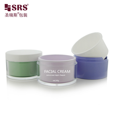 고급 색상 교체 가능한 아크릴 이중 벽 Frosted 인쇄 된 로고 크림 사용자 정의 플라스틱 병