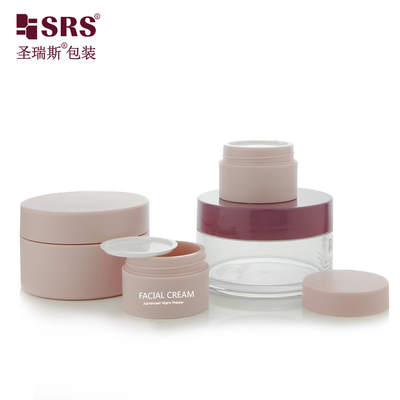 15g 80g 매트 완성 된 빈 플라스틱 크림 용기 사용자 지정 분홍색 PET 화장품 병