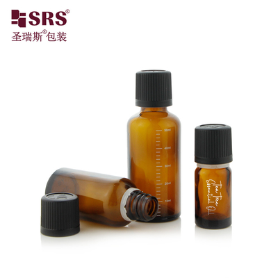 스크루 타입 주입형 검은 색 어린이 보호 캡 유리 병 에센셜 오일 병 50ml