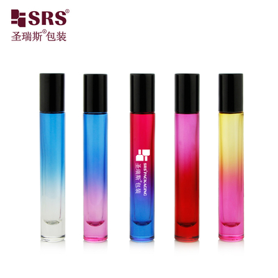 10ml 둥근 모양 두꺼운 바닥 럭셔리 비어 맞춤형 경사 색상 유리 기름 병 롤 オン