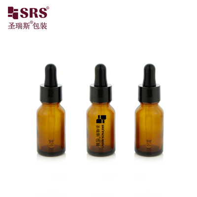 15ml 0.5 oz 빈 황색 둥근 두꺼운 벽 곰팡이 에센셜 오일 유리 병 드롭퍼