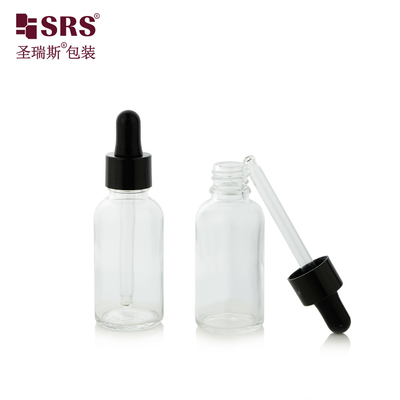 30ml 맑은 주식 색상 빠른 배송 준비 된 둥근 유리 드롭퍼 병