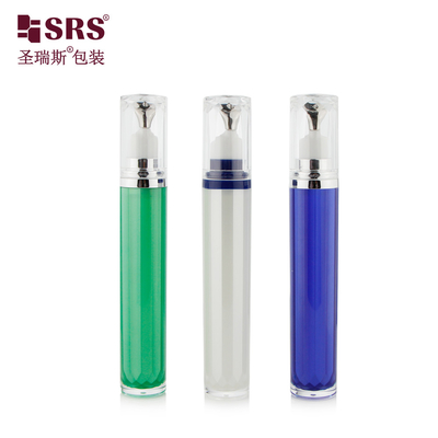 LR001-15ML 눈 크림 화장품 고급 패키지용 금속 응용 장치와 함께 색칠 된 사용자 지정 색상 아크릴 외부 병