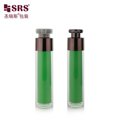 이중 벽 AS 플라스틱 공기 없는 화장품 포장 15ml 30ml 50ml 사용자 지정 장식 색상 빈 피부 관리 뷰티 세럼 로션 진공 펌프 용기