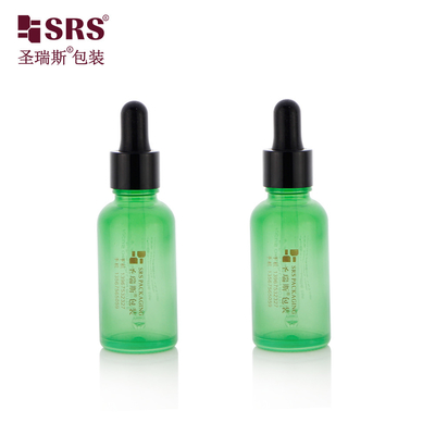 D001 5ml 10ml 15ml 20ml 30ml 50ml 100ml 18/415 에센셜 오일용 빛나는 플라스틱 어깨 드롭퍼와 함께 유리 병