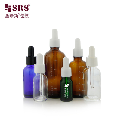 D001 에센셜 오일 저장 용액 18/415 5ml 10ml 15ml 20ml 30ml 50ml 100ml 크기의 반짝이는 방울을 가진 유리 병
