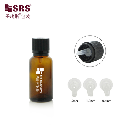 G009 귀여운 디자인 TE CRC 블랙 스크루 캡 앰버 녹색 투명 유리 병 에센셜 오일용 플라스틱 삽입장