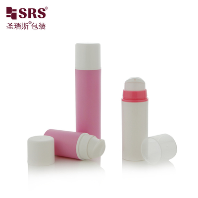 A0211 15ml 30ml 50ml 둥근 모양 우아한 플라스틱 공기 없는 펌프 로션 병 핑크 스냅 온 디자인 펌프