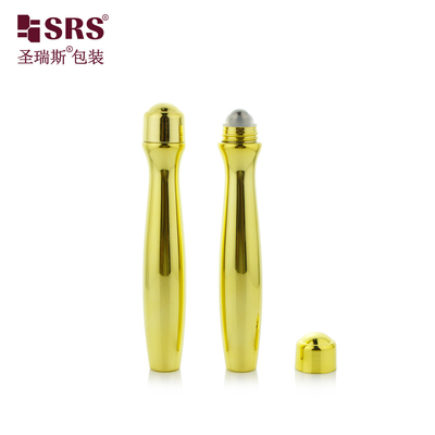 SRS8447-15ML 금속화 빛나는 금 비어 있는 PETG 플라스틱 롤 병에 눈 젤 허리 모양