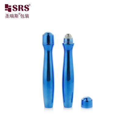 SRS8447-15ML 금속화 된 빛나는 파란색 색상 플라스틱 PETG 스틸 볼 마사지 응용 프로그램과 병에 롤