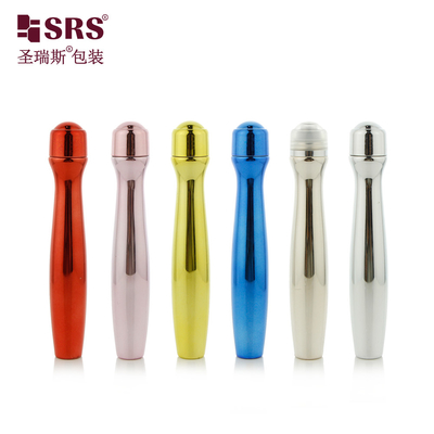 SRS8447-15ML 빛나는 금속화 된 PETG 플라스틱 롤 컵 안구 젤 마사지 화장품 포장