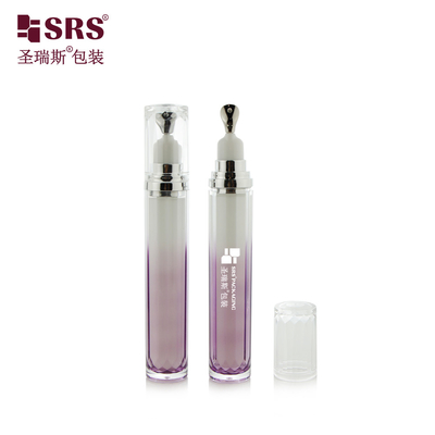 LR001-15ML 맞춤화 화면 경사 색상 아크릴 이중 벽 병 눈 크림을위한 금속 응용 장치