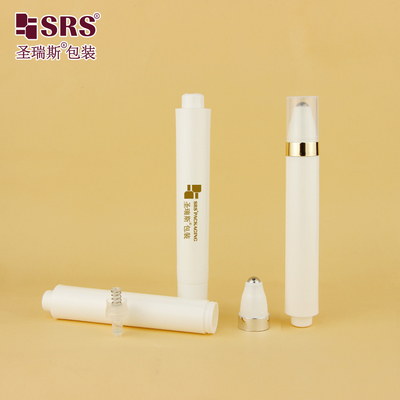 AY 15ML 주사 흰색 반짝이는 매트 완성형 둥근 펜 모양 눈 크림 용기 용기 용기 에어리스 롤