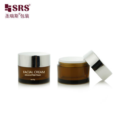 J0210B 30g 50g 원형 플라스틱 이중벽 투명 페인팅 맞춤형 색상 용기, 페이셜 크림용