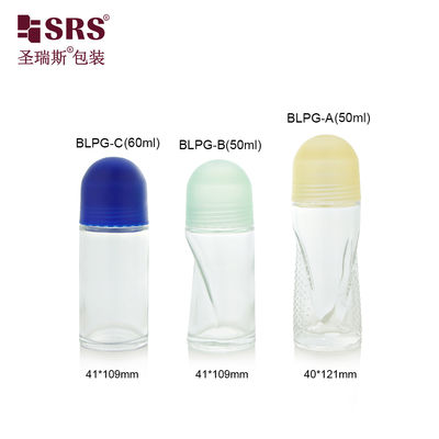 BLPG 50ml 60ml 독특한 모양의 빈 유리 롤온 병, 바디 데오드란트 젤, 발한 억제제 포장용