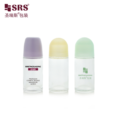 BLPG-C 60ml Wholesale Beauty Clear Glass Roll On Deodotant Plastic Dome Cap와 함께 디오도텐트 포장 병