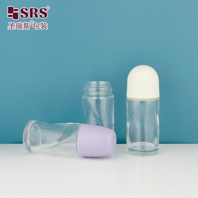 BLPG-B 50ml 유통 독보적인 모양의 디오더런트 롤 온 유리 병 누출없이 사용자 정의 맑은 화장품 포장