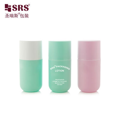 SRS-RE 50ml Round Bottom Plastic Airless Pump Bottle For Facial Cream Lotion Gel Packaging