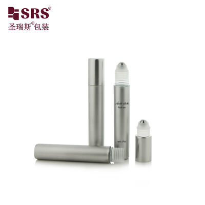 RPA 15ML 메탈릭 실버 PP PCR 병 (스틸 롤러볼, 알루미늄 캡, 화장품 어플리케이터 포함)