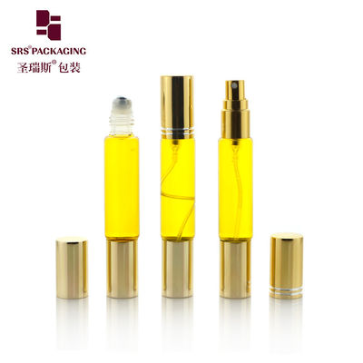 10ml 금 뚜?? 공백 듀얼 헤드 디자인 롤러 및 스프레이 병 향수