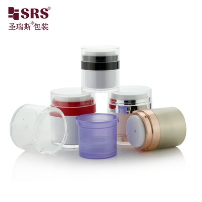 교체 가능한 아크릴 공기 없는 펌프 크림 잔 15ml 30m 50ml 사용자 정의 색상